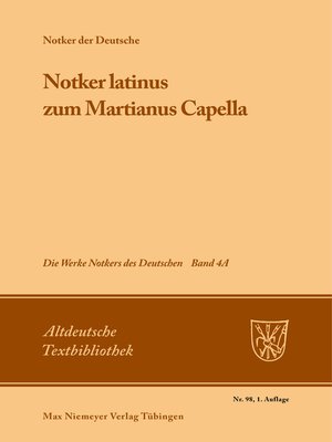 cover image of »Notker latinus« zum Martianus Capella